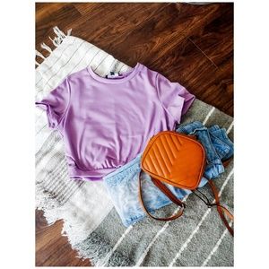 Lulus Keep Grooving Lavender Cropped Tee